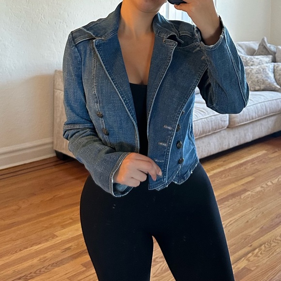 Gorgeous Free People Denim Military Band Jacketš - Picture 7 of 12